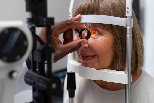 Patient having their eye examed
